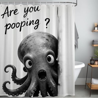 Extra Tall Shower Curtain XL Novelty Octopus, 70 x 84 Inchs