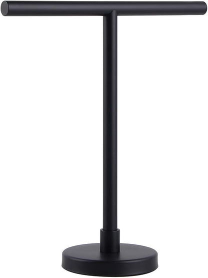GERZWY Modern Hand Towel Holder Tree Rack Free Standing SUS 304 Stainless Steel Countertop Towel Ring, Matte Black DZY06-BK