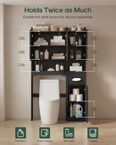 7-Tier Over Toilet Storage Cabinet, 2-in-1, Separable Bathroom Storage