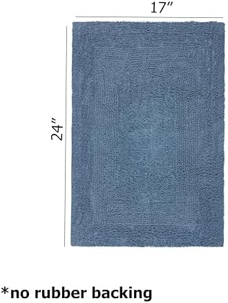 COTTON CRAFT 2 Pack Reversible Bath Mat Rug - Soft Plush -17x24- Azure Blue
