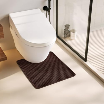 TYUU Toilet Rug, Thin Toilet Rugs U Shaped Washable Non Slip Absorbent Quick Dry Low Pile Toilet Mat, Brown 20"x24" U Shape
