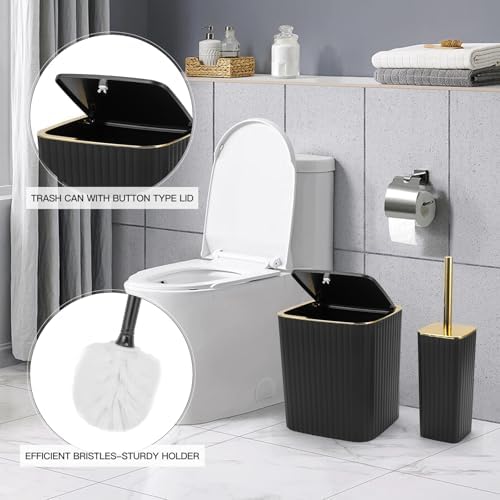 19PCS Bathroom Accessories Set, Black and Gold Bathroom Set for Modern Home
