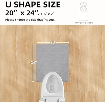 TYUU Thin Toilet Rug, Bathroom Rugs Non Slip, 20x24 U Shape Light Grey