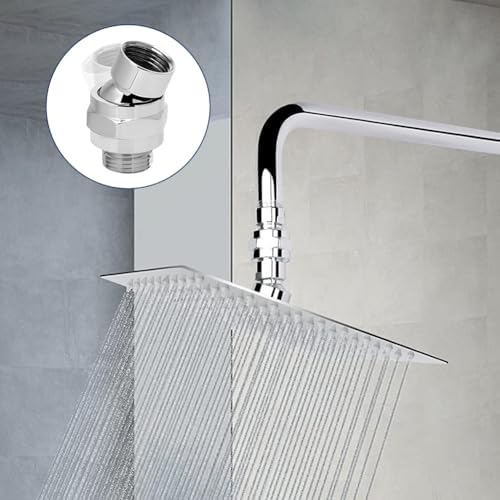 Shower Head Swivel Adapter, Adjustable Pivot Ball To Adjust Showerhead Angle, Universal All Metal Shower Arm Extension Connector, Showering Components(COLOR:silver)