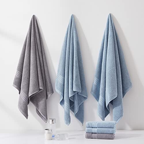 COZYART Luxury Bath Towel Set 6 Pcs, Light Blue 100% Turkish Cotton 650 GSM