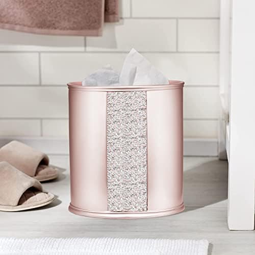 Zahari Home 2pc Sinatra Modern Bath Accessories Set Waste Basket & Tissue Box Modern Decorative Beautiful Designs Bathroom Decor Set for Home Blush Bathroom Set Mosaic Glass