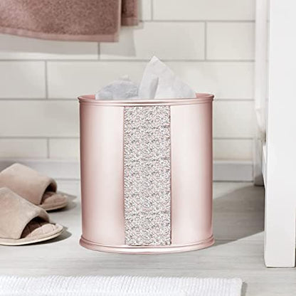 Zahari Home 2pc Sinatra Modern Bath Accessories Set Waste Basket & Tissue Box Modern Decorative Beautiful Designs Bathroom Decor Set for Home Blush Bathroom Set Mosaic Glass