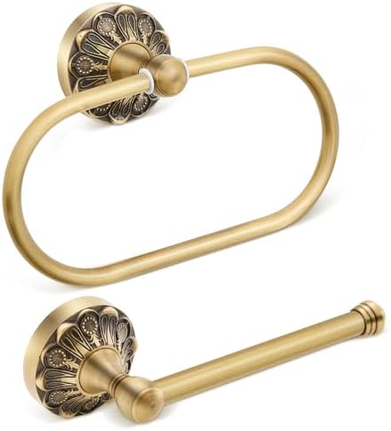 2 Pcs Antique Toilet Paper Holder Hand Towel Ring, Rectangle