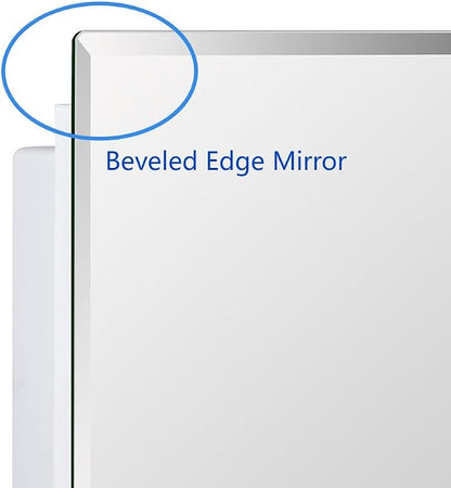 Plastic Medicine Mirror Cabinet for Bathroom 18 x 28 inch, Surface and Recessed Mount