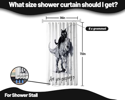 Small Stall Shower Curtain Rv Cat Riding Dino, 36 x 72 Inchs