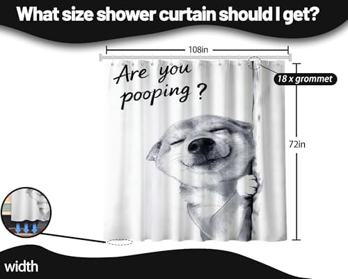 Extra Long Shower Curtain XL Funny Dog Crazy, 108 x 72 Inchs