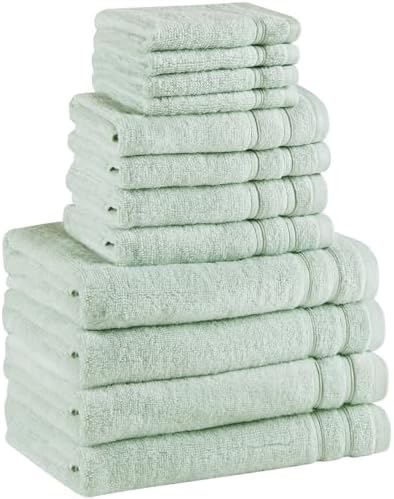 Comfort Spaces 12 Pc Towel Set, 100% Cotton Zero Twist, Seafoam Green