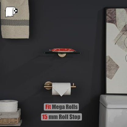 JQK Champagne Bronze Toilet Paper Holder, 5 Inch Tissue Paper Dispenser for Bathroom, 304 Stainless Steel Thick 0.8mm Wall Mount 2 Pack, TPH100-CB-P2