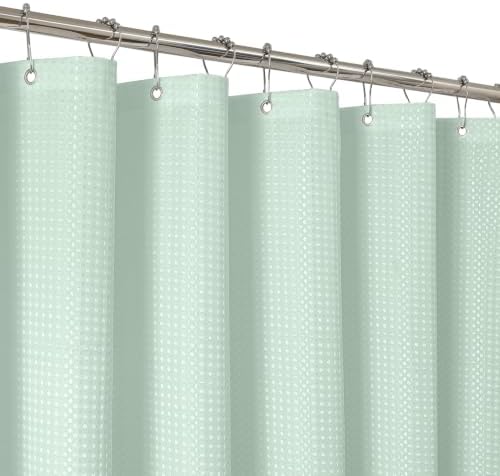 2-in-1 Waterproof Fabric Shower Curtain - No Separate Liner Needed, Hotel-Style Waffle Weave, Effortless Cleaning & Washable Bathroom Shower Curtain Set,72Wx72H,Mint Green