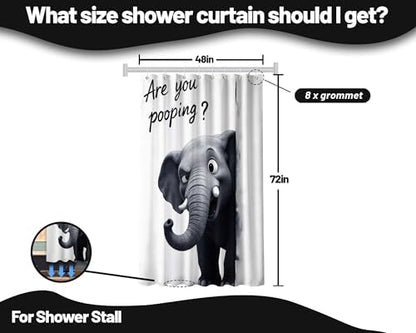 Small Stall Shower Curtain Rv Cute Elephant, 48 x 72 Inchs
