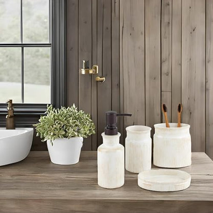 Creative Scents Rustic Luxe Beige 4 Piece Bathroom Accessories Set