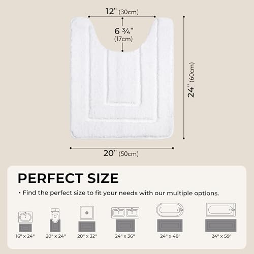 GRANNY SAYS White U Shaped Toilet Rug 20" x 24", Non-Slip Bath Mat