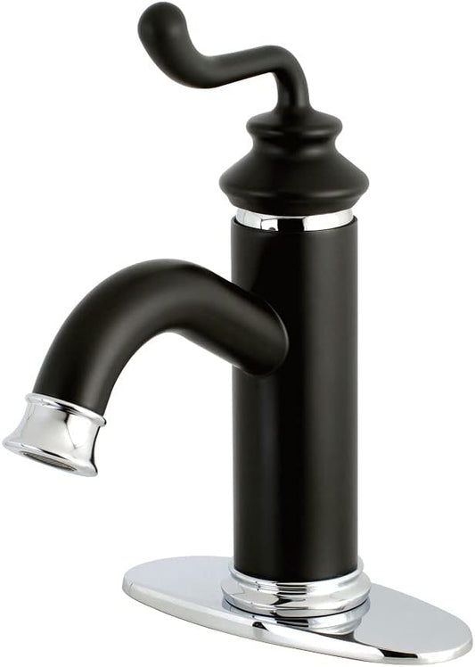 Fauceture LS5417RL Royale Single-Handle Bathroom Faucet with Push Pop-Up, Matte Black/Polished Chrome