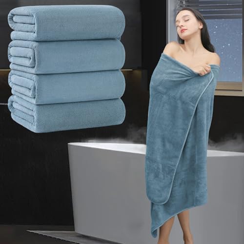 Extra Large Bath Sheet 4 Piece (35"x70")-Ultra Soft Oversized Bath Towel,Bath Sheet Set for Bathroom Hotel,Highly Absorbent Quick Dry Shower Towel Set for Adults,Bathroom Towel-Turquoise