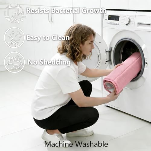 Memory Foam Bath Mat Set 3 Piece，Super Soft Absorbent Bathroom Rug Non Slip, Quick Dry,Machine Wash, Perfect Plush Bathroom Rugs,Home Decor Accessories,Pink