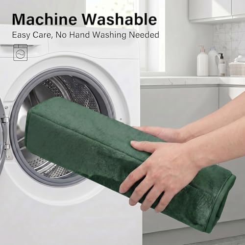 2 Piece Memory Foam Bath Mat Set, Extra Soft Absorbent Bathroom Rugs with U-Shaped Toilet Rug, Non-Slip Backing, Machine Washable, 24x16 + 20x20 U-Shaped, Dark Green