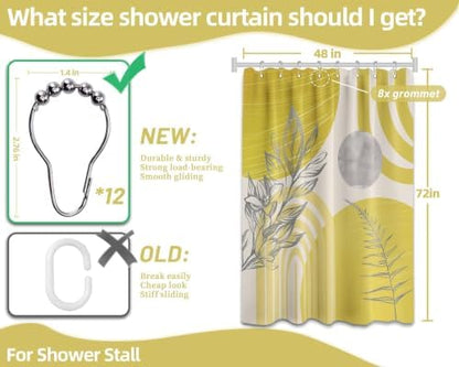 Mustard Yellow Stall Shower Curtain, 48X72 in Narrow Small, Mid Century