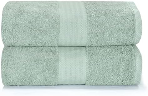 GLAMBURG Premium Cotton Oversized 2 Pack Bath Sheet 35x70-100% Pure Cotton - Ideal for Everyday use - Ultra Soft & Highly Absorbent - Machine Washable – Sea Green