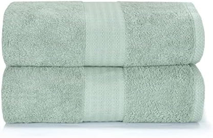GLAMBURG Premium Cotton Oversized 2 Pack Bath Sheet 35x70-100% Pure Cotton - Ideal for Everyday use - Ultra Soft & Highly Absorbent - Machine Washable – Sea Green