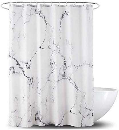 Marble Bathroom Shower Curtain,Grey and White Fabric Shower Curtain with Hooks,Unique 3D Printing,Decorative Bathroom Accessories,Water Proof,Reinforced Metal Grommets,Standard 72x72 Inches