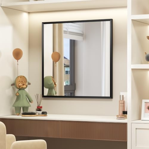 Black Framed Bathroom Mirror for Over Sink 30x30