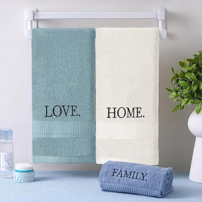 FuWeave 3 Pcs Decorative Hand Towels for Bathroom,Teal,Home Love Family