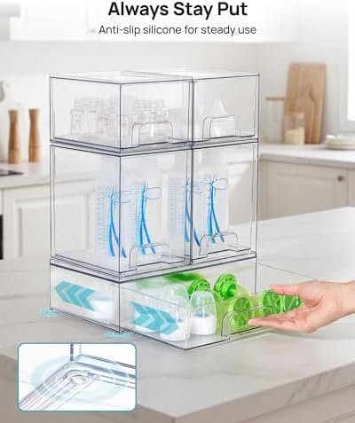 Vtopmart Clear Stackable Storage Drawers Set of 9, Plastic Organizer Bins