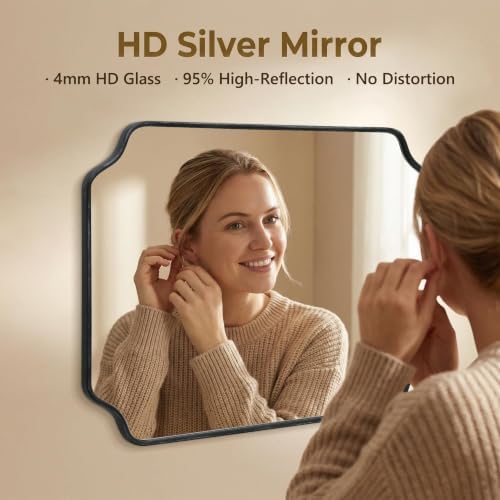 Besdomus Black Modern Bathroom Mirror: 22"x30" Minimalist Vanity Mirrors