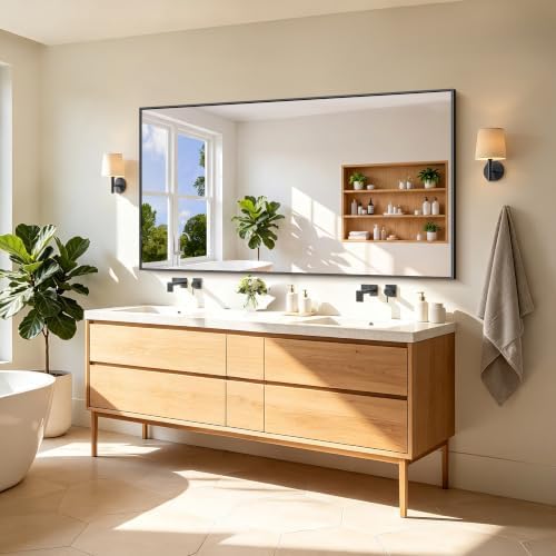 COFENY 66x36 Black Bathroom Mirror, Large Rectangle Mirrors for Over Sink