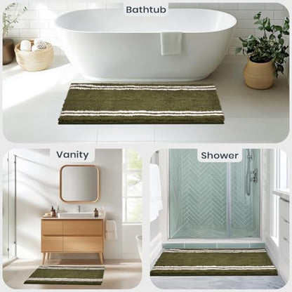 PURRUGS Bathroom Rug, Bath Mat, 20" x 30", Olive Green