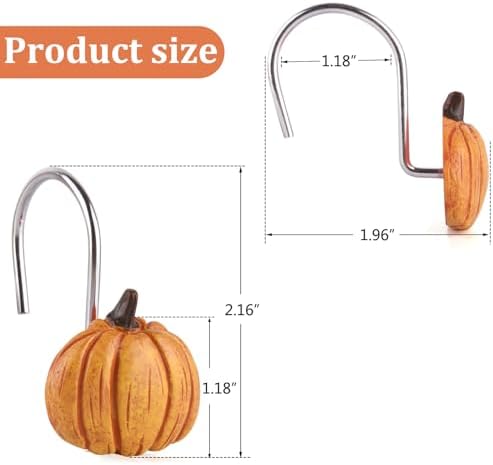 Autumn Decorative Shower Curtain Hooks 12PCS Pumpkin Shower Curtain Rings
