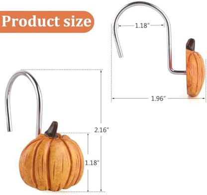 Autumn Decorative Shower Curtain Hooks 12PCS Pumpkin Shower Curtain Rings