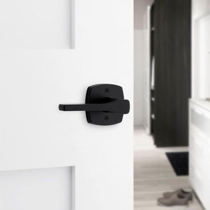 Kwikset Tripoli Lever Interior Privacy Door Handle with Lock, Door Lever for Bathroom and Bedroom, Matte Black Reversible Keyless Turn Lock, with Microban Protection (Pack of 6)