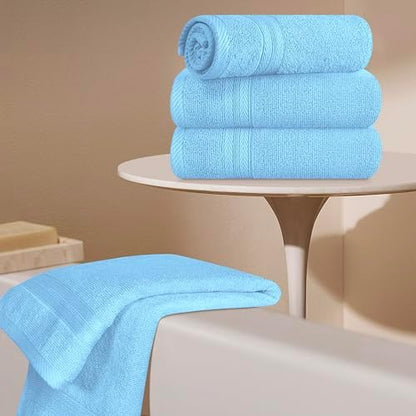 BOUTIQUO Ultra Soft 6-Piece Hand Towel Set 16x28-100% Ringspun Cotton - Durable & Highly Absorbent Hand Towels - Ideal for use in Bathroom, Kitchen, Gym, Spa & General Cleaning - Sky Blue