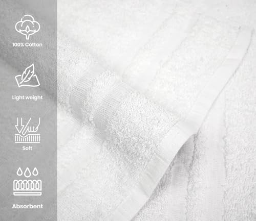Cinara Bed & Bath Premium 100% Cotton Hand Towels – Soft, Quick Dry & Highly Absorbent – 16x27 Inches, Pack of 24 – Ideal for Bathroom, Salon, Gym, Spa & Everyday Use – White