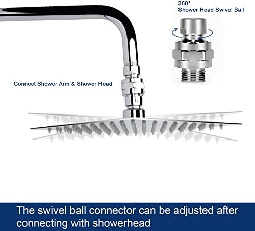 NearMoon Shower Head Swivel Ball Adapter - Solid Brass Shower Connector Ball Joint Adjustable Universal Shower Arm Extension Component (Chrome Finish)
