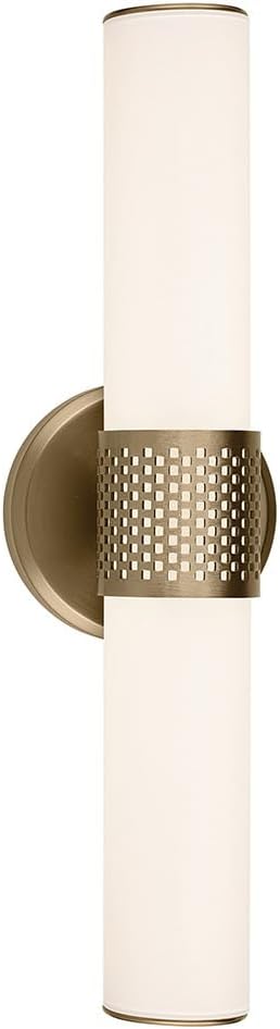 Kichler Sashi 18" LED Small Bath Bar with White Glass in Champagne Bronze, Modern, for Vanity, Fireplace, Buffet, Hallway, Vanity Mirror, (18" W x 5" H), 55191CPZLED