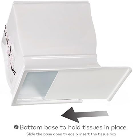 Vanda Cherry Blossom White Square Resin Tissue Box Cover with Bottom Slider
