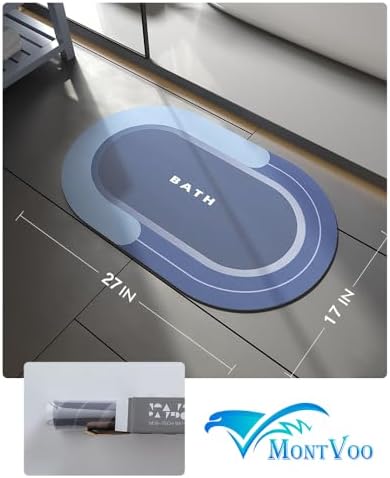 MontVoo Bath Mat - Non Slip, Quick Dry, Stain Resistant Bath Mat Rug for Bathroom Floor - Easy Care Shower Rug for Outside Bathtub - 17"x27" Navy