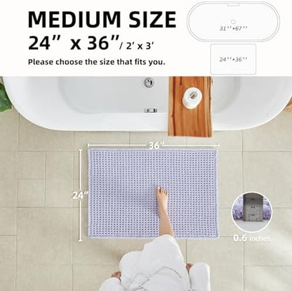 TYUU Waffle Bath Mat, Cute Bathroom Rugs Non Slip, 36x24 Lavender Cream