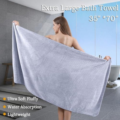 8-Piece Bath Towels Set,2 Oversized Bath Sheet,2 Hand Towels and 4 Washcloths - 600 GSM Soft Microfiber Highly Absorbent Quick Dry Shower Towel Collection for Bathroom Hotel and Spa,Light Purple