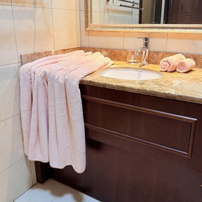 YTYC 39x78 Bath Sheets Set,Towels for Bathroom,Pink,6-Pieces