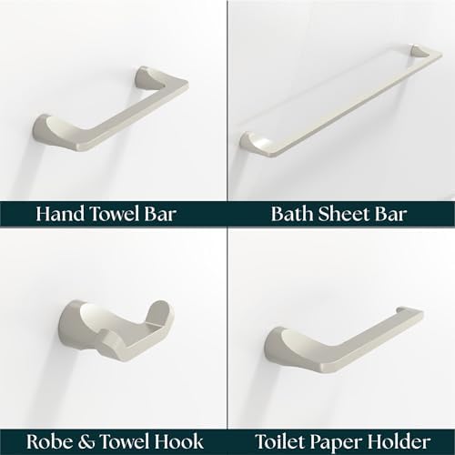Mega Handles Bathroom Accessory Set Satin Nickel - 4-Piece, Towel Bar Set