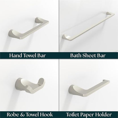 Mega Handles Bathroom Accessory Set Satin Nickel - 4-Piece, Towel Bar Set