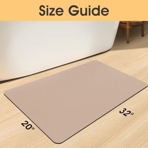 ACCUMTEK Non Slip Bath Mat, Thin Bathroom Rugs Fit Under Door, Quick Dry Bath Mats, Machine Washable Bath Rugs for Bathroom, Bathtub & Kitchen, Bathtub & Kitchen, Taupe/Solid/32 x20